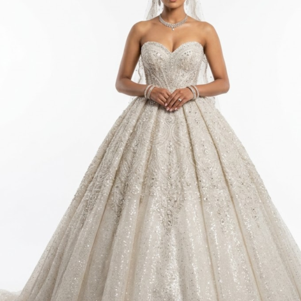 Women’s Champagne Gold Luxury Bridal Wedding Gown