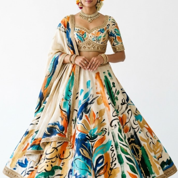 Floral Ivory Designer Lehenga Set