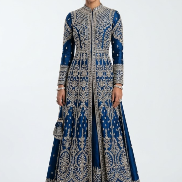 Women’s Blue Embroidered Designer Kurti Fabric Detail