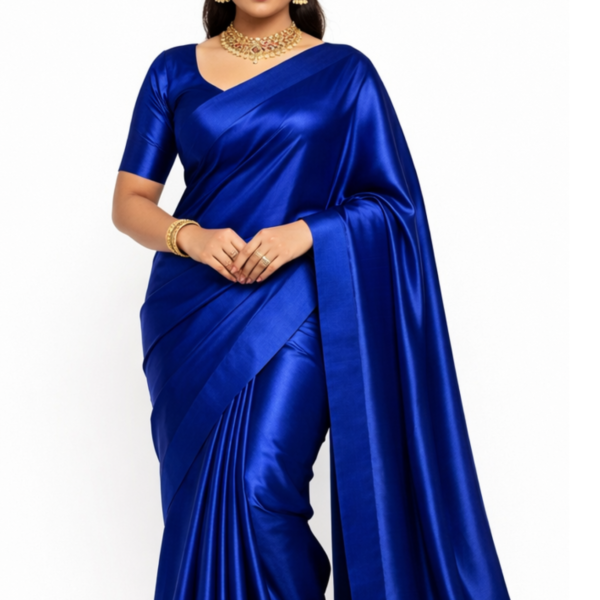 Women’s Royal Blue Satin Silk Saree