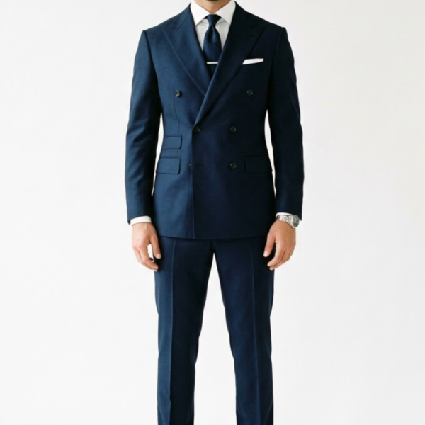 Men’s Navy Blue Double Breasted Slim Fit Suit
