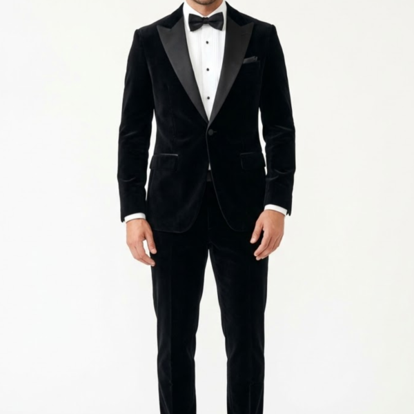 Men’s Black Tuxedo Suit Set with Bow Tie